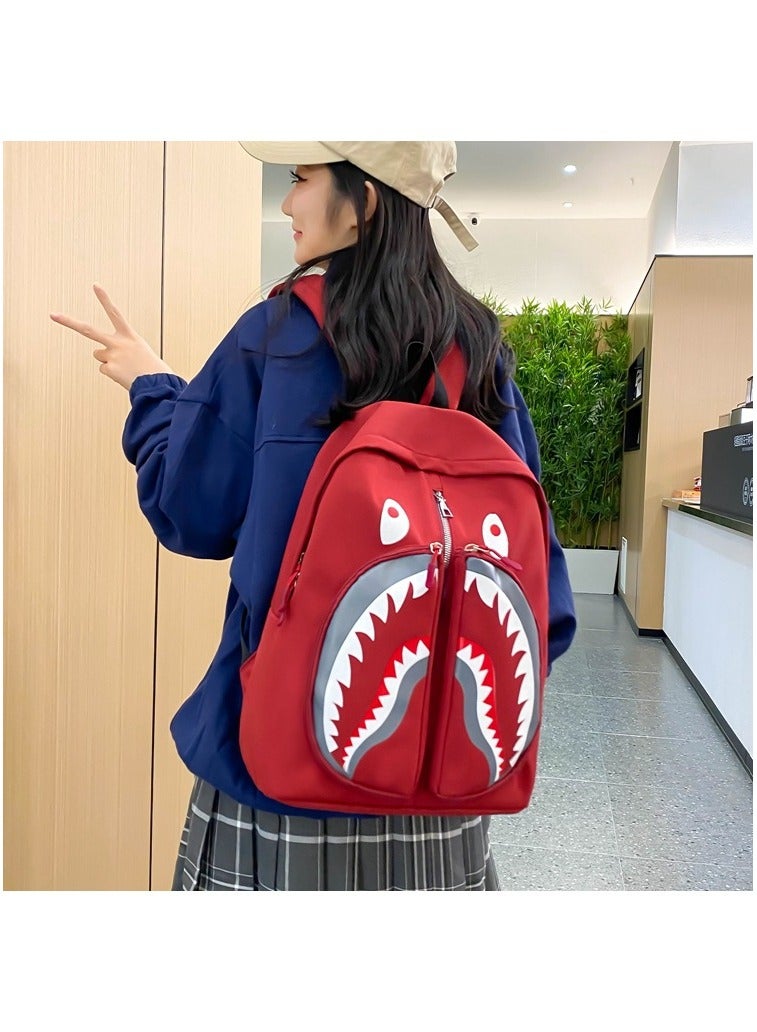 SKT Shiketro Shark Print Large Capacity Backpack Funny Fashion Casual Backpack High School Student College Student Backpack 31*41*14CM - Image 2