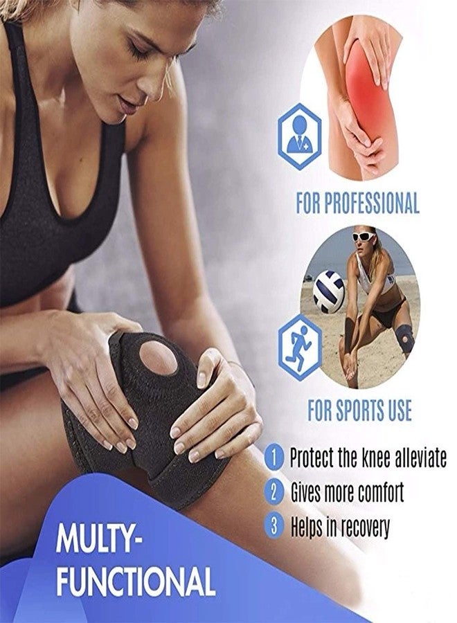 GymWar Knee Support, Open-Patella Brace for Arthritis, Joint Pain Relief, Injury Recovery with Adjustable Strapping & With Breathable Neoprene Material (Free Size) Pair - Image 4