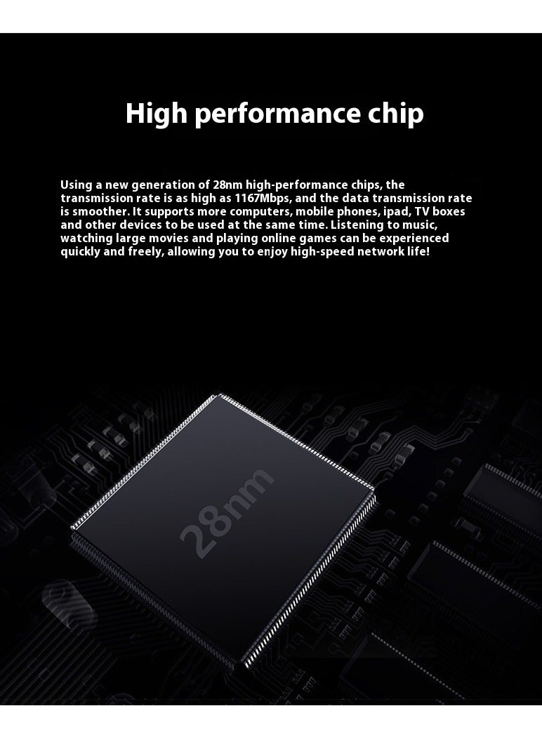 Dual-band 5G Gigabit router home high speed wifi through the wall king signal wi-fi, support beamforming and MU-MIMO, perfect for gaming