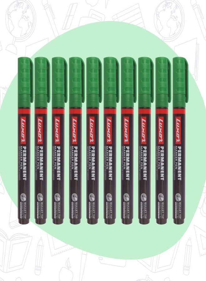 Luxor Refillable Permanent Marker in Rich Green, Pack of 10, Ideal for Eco-Friendly and Bold Markings - Image 3