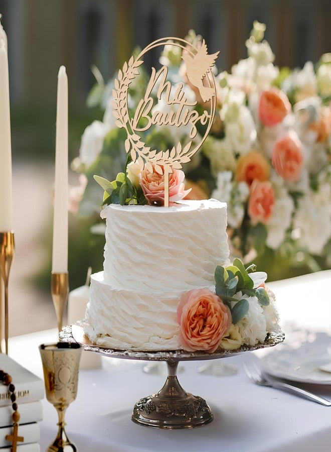 زينة كعكة "حفلة التعميد" الإسبانية المصنوعة من الخشب (التصميم 001) - Image 3