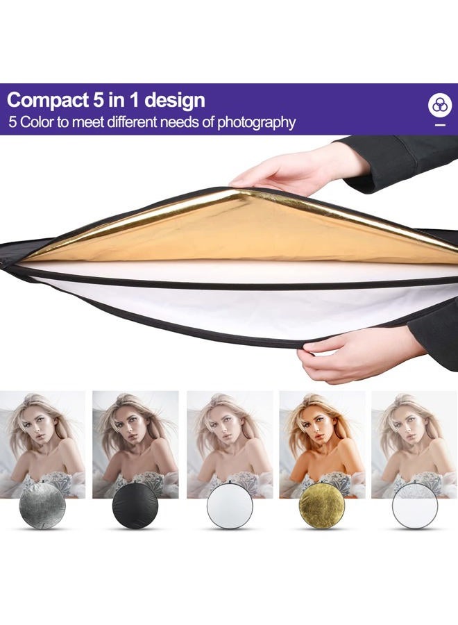EMART 24'' x 36''(60 x 90cm) 5 in 1 Photo Collapsible Photography Reflector with Bag, Large Oval Portable Panel for Studio Video, Portraint, Outdoor Shooting -Translucent, White, Silver, Gold, Black - Image 3