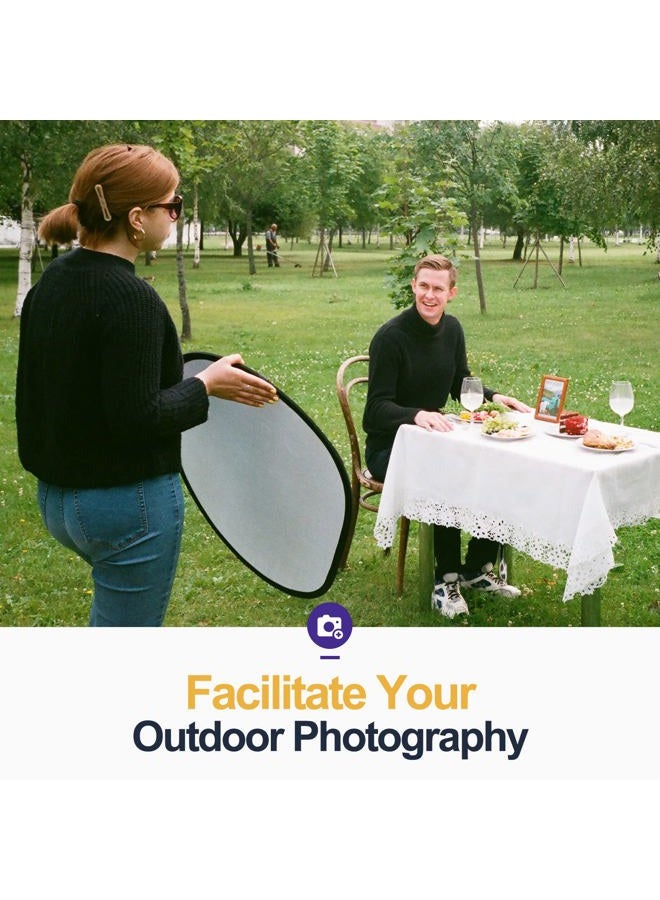 EMART 24'' x 36''(60 x 90cm) 5 in 1 Photo Collapsible Photography Reflector with Bag, Large Oval Portable Panel for Studio Video, Portraint, Outdoor Shooting -Translucent, White, Silver, Gold, Black - Image 2