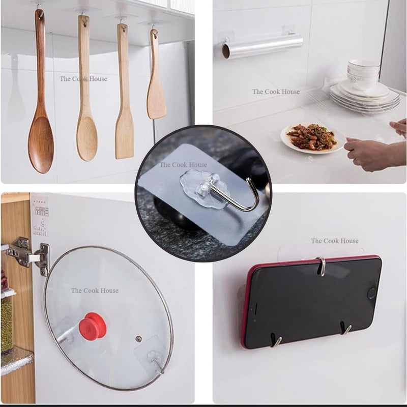 Glory Enterprises Self Adhesive 6mm Wall Hook for Hanging Wall Clock Heavy Duty Transparent Hook Wall Hanging No Drilling Installation 10 Piece - Image 4