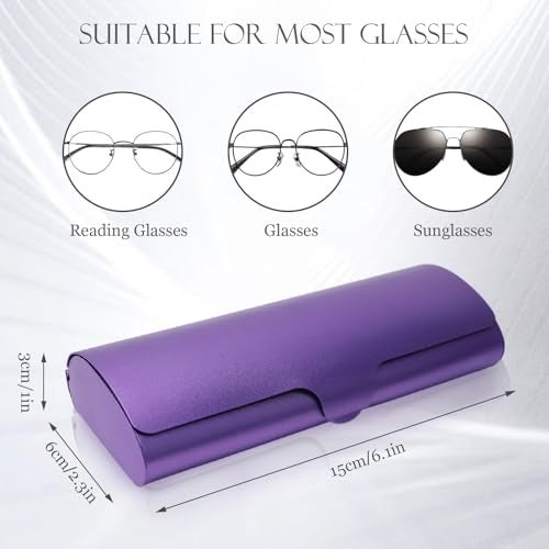 Hifot Aluminium Glasses Case, Slim Reading Glasses Case, Portable Purple Eyeglass Spectacles Protection Hard Shell Case - Image 2