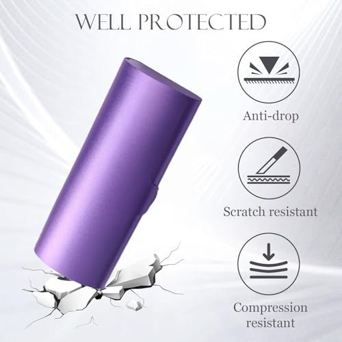 Hifot Aluminium Glasses Case, Slim Reading Glasses Case, Portable Purple Eyeglass Spectacles Protection Hard Shell Case - Image 4