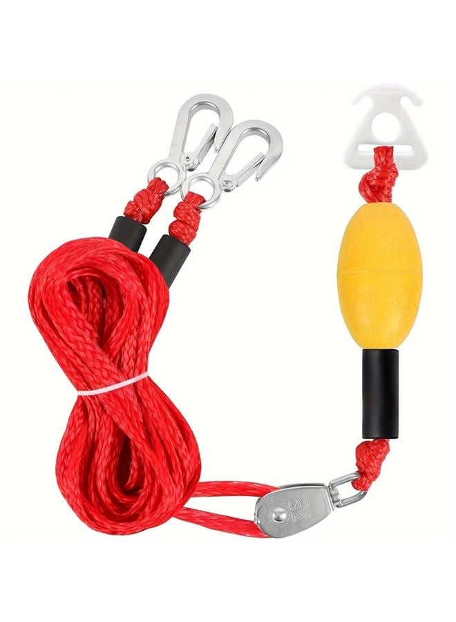 Heavy Duty Watersports Tow Harness With D Rings 1100 Lbs Tensile Strength For Towing Tube Water Ski Wakeboard Red 24FT With Float Ball - Image 1