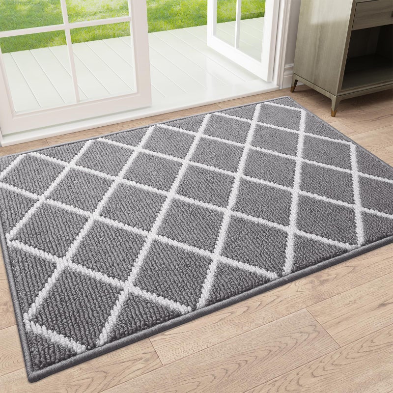 Finchitty Indoor Door Mat Dirt Resistant and Absorbent LowProfile NonSlip Washable Inside Floor Mats for Front Door Back and Entrance 36 x 24 Grey