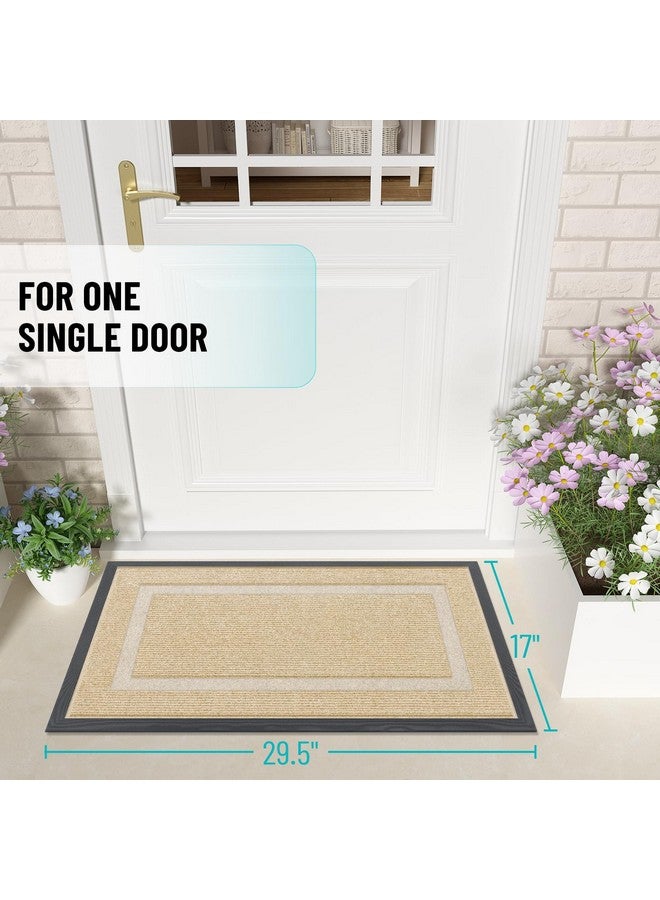 OLANLY Front Door Mat Indoor Outdoor Entrance, Waterproof All-Season, All-Weather Doormat, Sturdy Natural Rubber, Fade Resistant, Low Profile, Easy Clean Patio Porch Entryway Mat, 29.5x17, Beige - Image 2