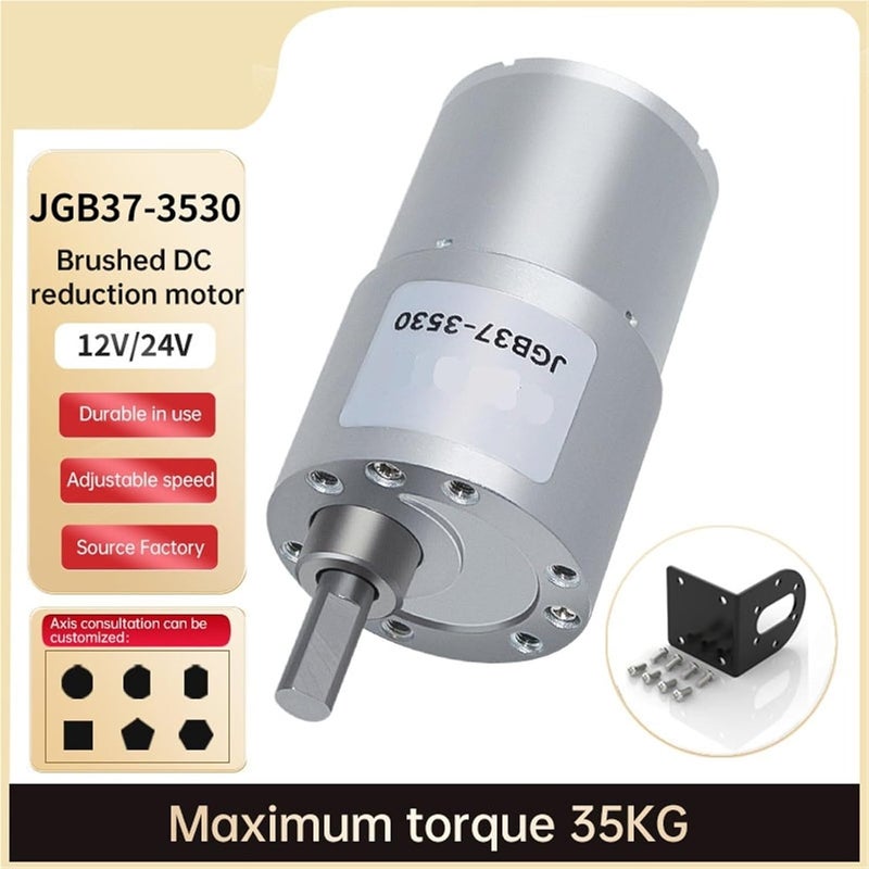 High Torque 37mm DC Gear Motor 12V 1000RPM With Eccentric Output Shaft Fixed Bracket - Image 3