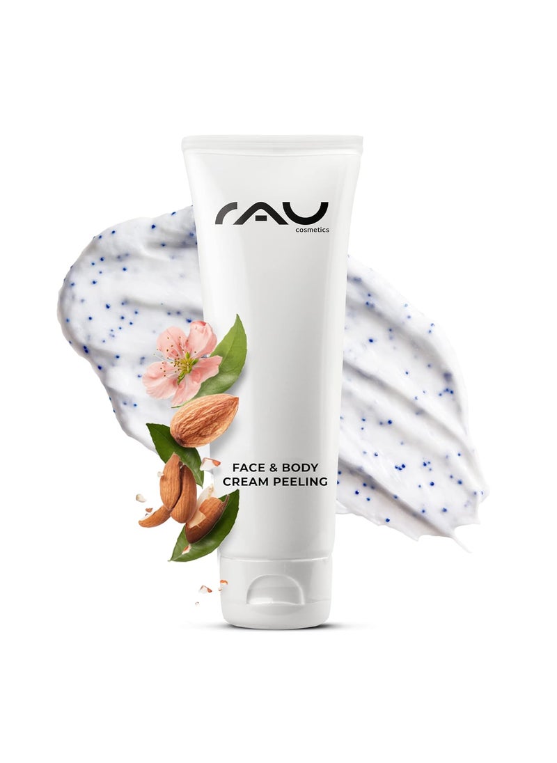 rau cosmetics RAU Face  Body Cream Peeling 254 floz  Deeply cleansing moisturizing face scrub  with natural abrasive particles  mild exfoliant with natural oil  suitable for dry  sensitive skin 