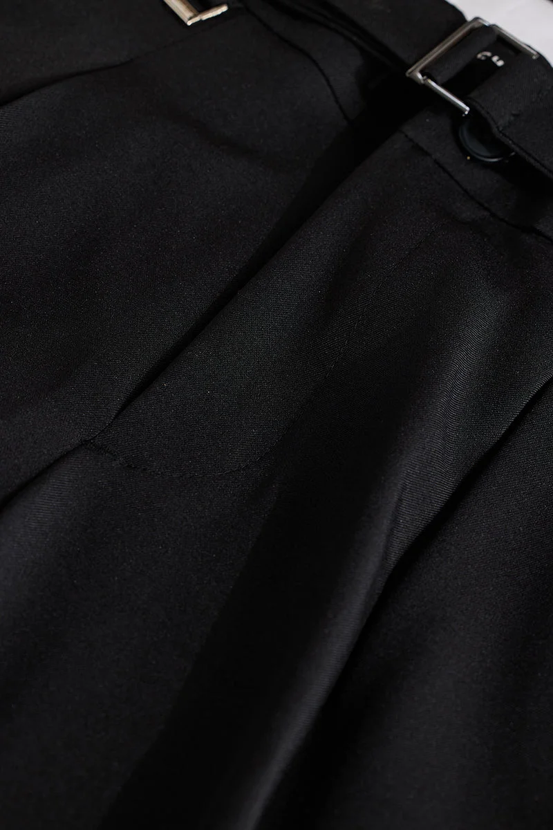 سنيتش Black Solid Slim Fit Formal Trousers