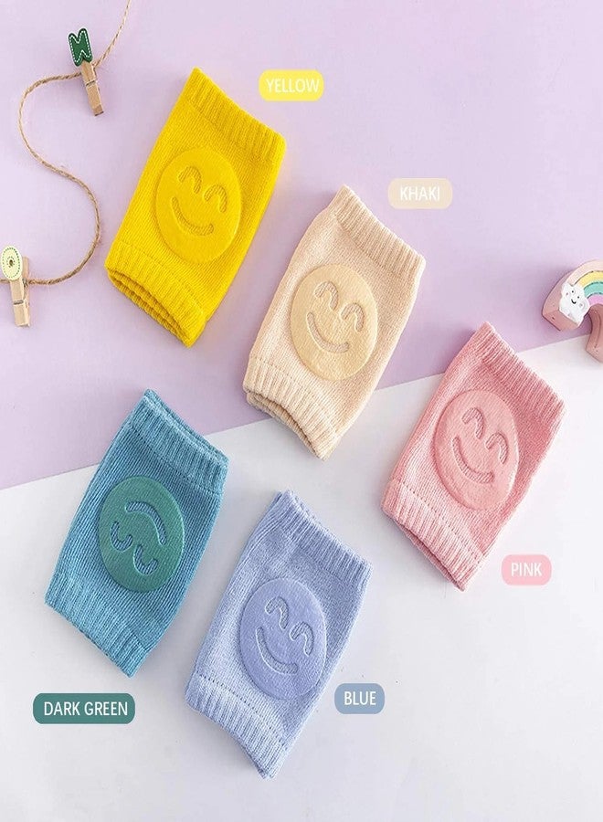 Felofix 1 Pairs Smiley Baby Knee Pads For Crawling Toddler Leg Warms Non-slip Anti-Friction Socks For Crawling 6-24 Months Babies - Image 2
