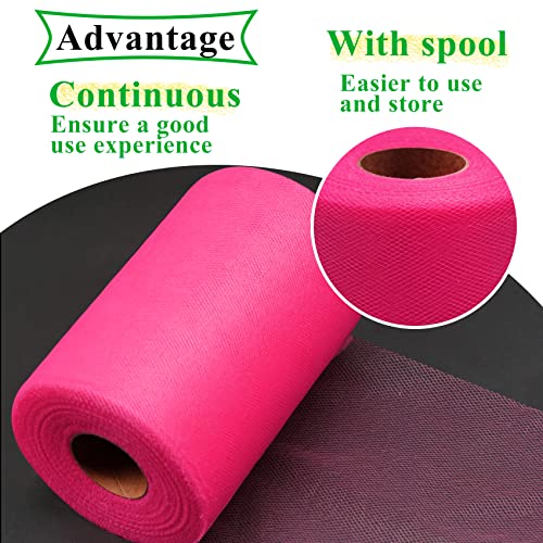 IONTACH Fuchsia Tulle Fabric Rolls 6 Inch by 100 Yards (300 feet) Fabric Spool Tulle Ribbon for DIY Tutu Baby Shower Birthday Party Wedding Halloween Decorations Christmas Craft Supplies - Image 4