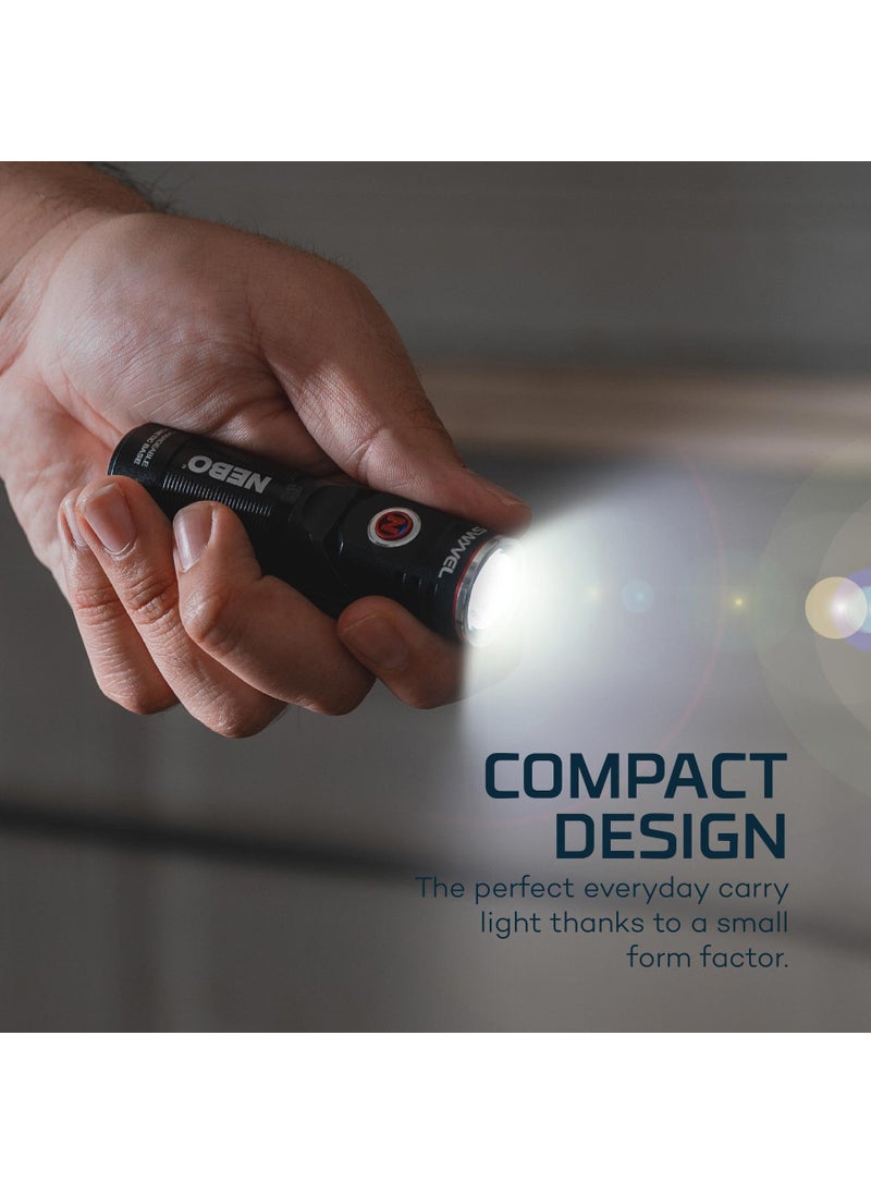 NEBO NEBO SWYVEL 1000 Lumen USB Wireless Rechargeable Aluminum Flashlight: Compact 90 Degree Rotating Swivel Head Work Light; 5 Light Modes; Pocket Clip Magnetic Base for Hands-Free Lighting -Black  - Image 3