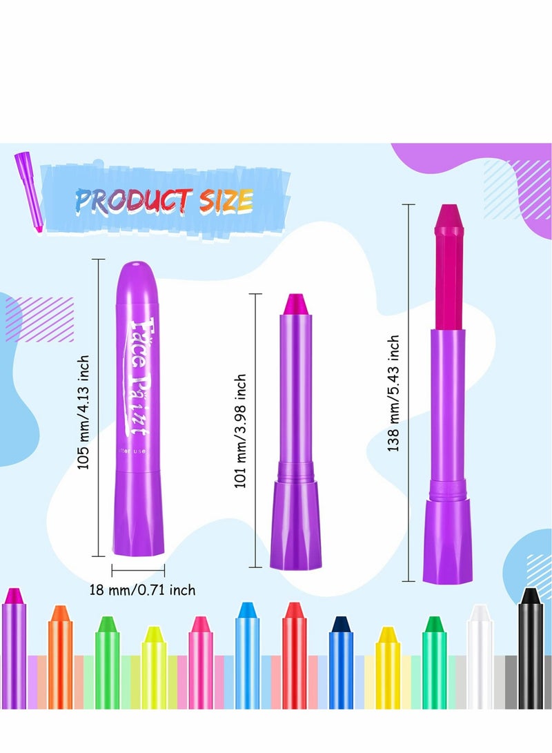 Glow in The Dark Face Paint Crayons Set of 12 Non-Toxic UV Body Paint for Parties and Masquerades Supplies - Image 2