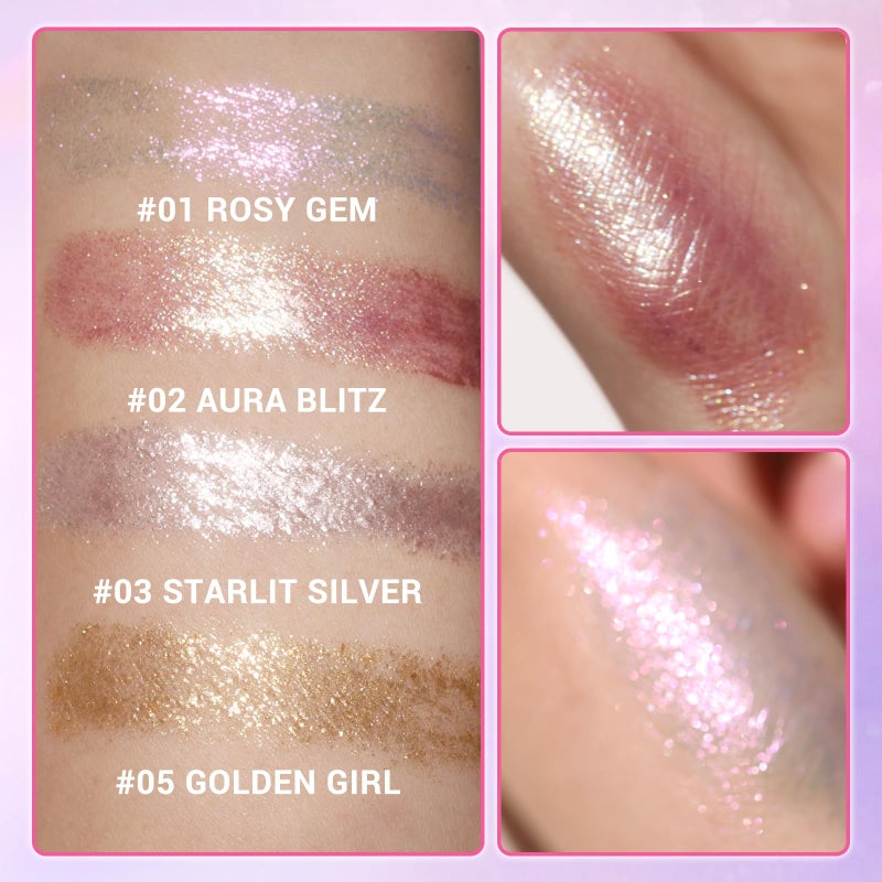 Hegafoo Crystal Hydrating Jelly Stick Eyeshadow Stick, Glitter Makeup Jelly Shimmer Eye Shadow Crayon, Lightweight Eye Brightener Makeup Glitter Eye Shadow (Multicolor, 4 colors) - Image 4