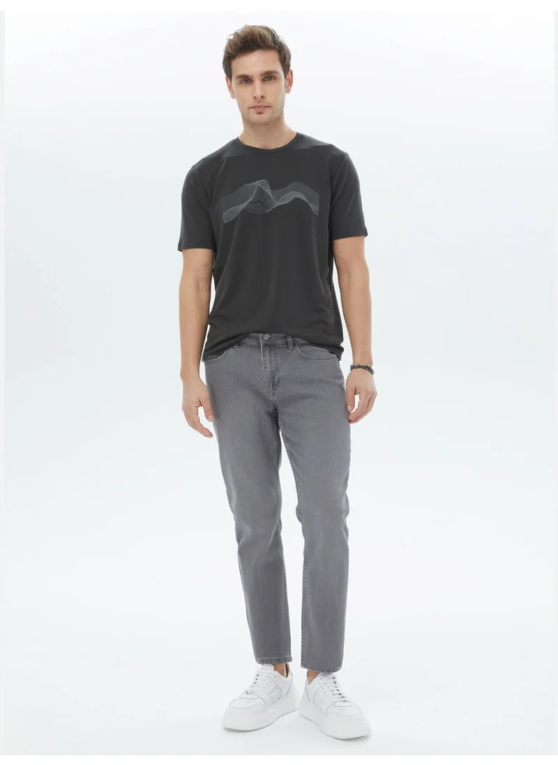 Kip Anthracite Printed Crew Neck T-Shirt