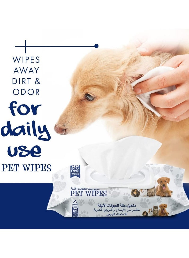 DOCTERPET Doctor Pet Wipes 56's (Pack of 6) – 99% Water Content,Fragrance Free,Hypoallergenic, Extra Large Wipes for Daily Cleansing 336 Wipes - Image 3
