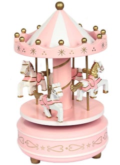 ORiTi New Pink Wooden Merry Go Round Carousel Classic Music Box Gift Toy  - Image 5