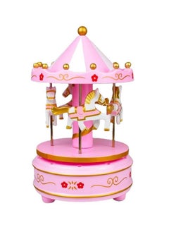 ORiTi New Pink Wooden Merry Go Round Carousel Classic Music Box Gift Toy  - Image 1