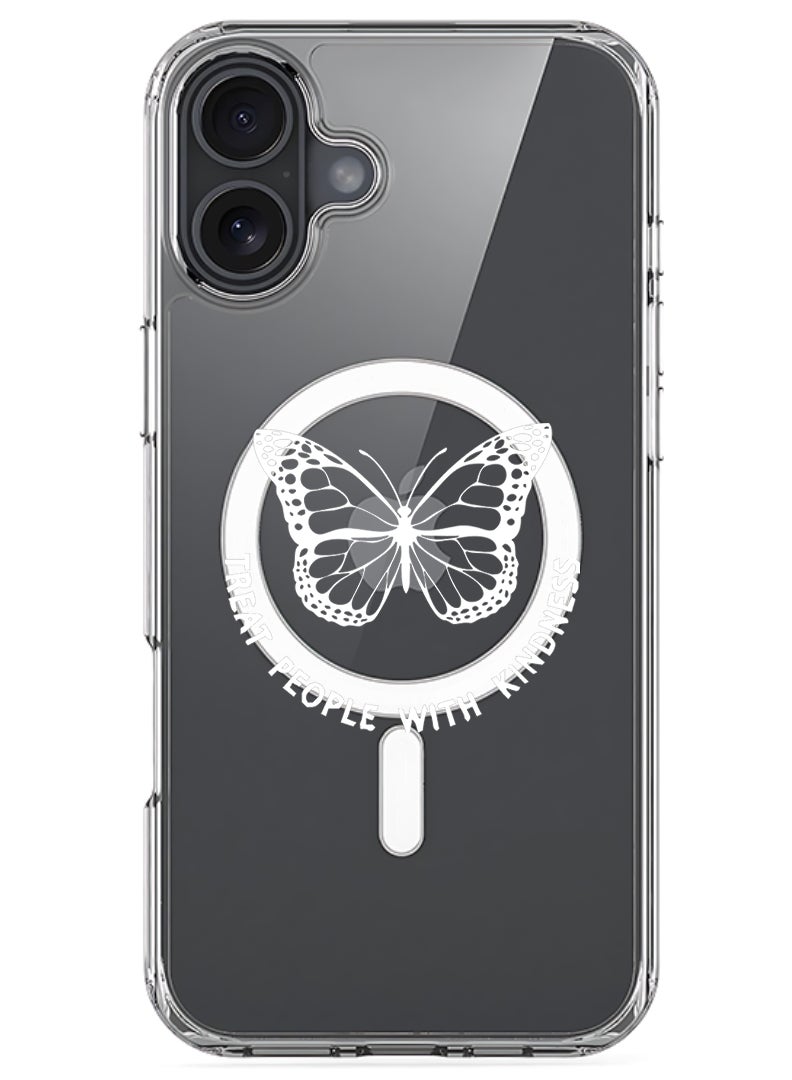 Theodor Magnetic Case for Apple iPhone 17 Compatible with MagSafe Wireless Charging, Shockproof Phone Bumper Cover - Treat people with kindness-01 - White - Image 1