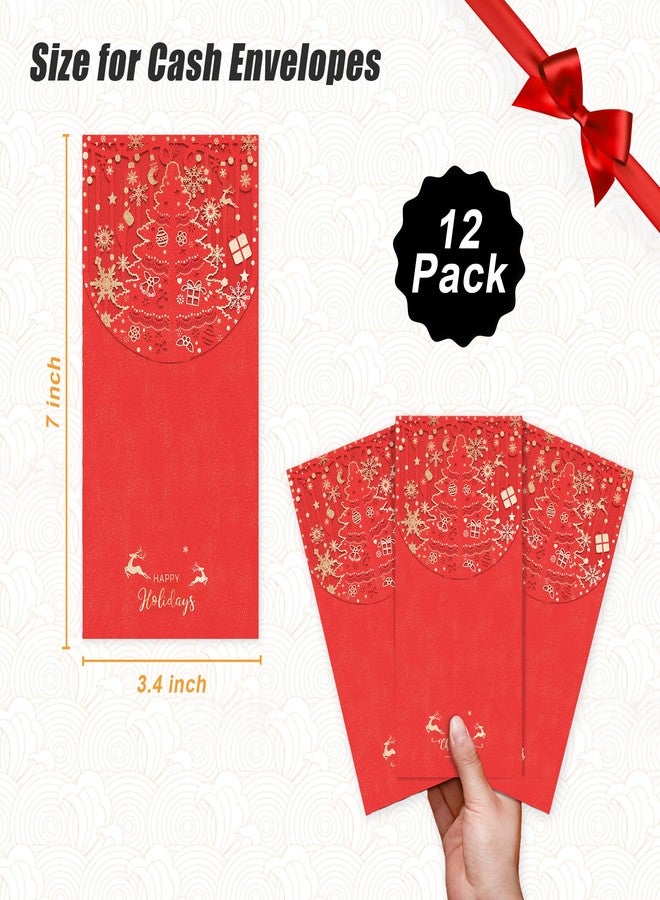 AVERZELLA Christmas Money Holder for Cash Gift 12 Pcs, Xmas Cash Envelopes Money Envelopes with Gold Foil & Laser Cut, Christmas Currency Envelopes Cash Stuffing Envelopes for Cash Gifts (Red)) - Image 5