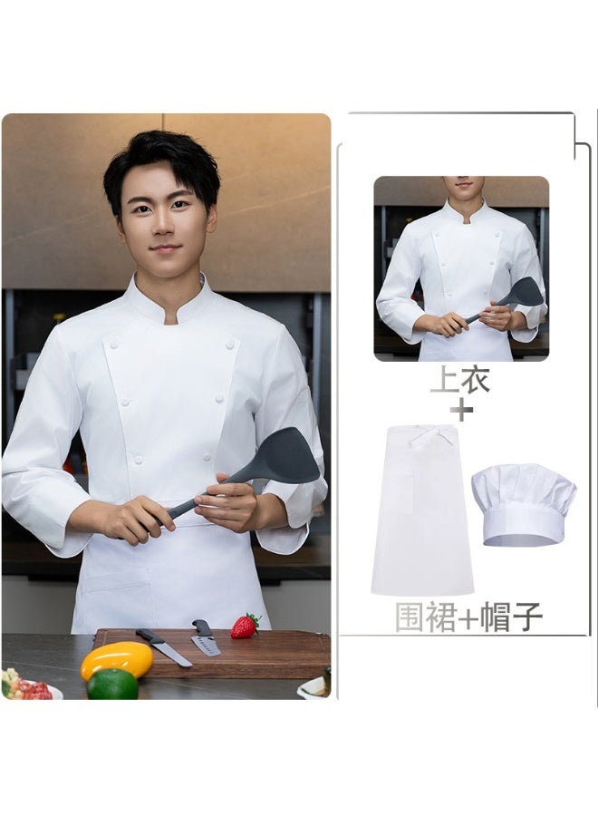 NIBEMINENT بدلة شيف بأكمام طويلة لفندق ومطعم ومطبخ ومطعم، زي شيف لموسم الخريف والشتاء - Image 1