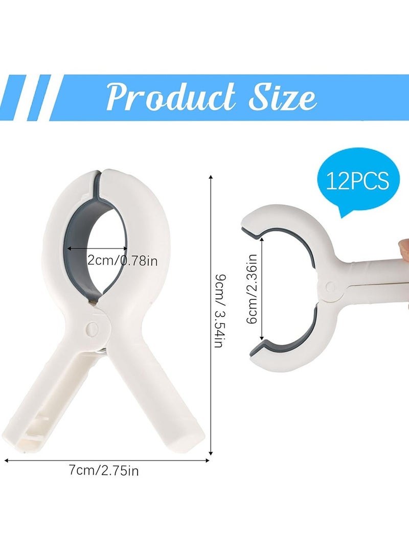 12 Piece Towel Brackets For Beach Loungers,Clothes Brackets Large,Strong Beach Towel Brackets,Windproof Beach Towel Brackets,For Daily Laundry, Beach Towel, Bath Towel, Bedding and Thick Clothes