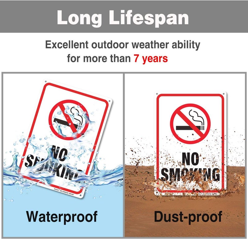 Faittoo No Smoking Sign,3 Pack No Smoking Metal Reflective Signs - 10 x 7 Inches .040 Rust Free Heavy Duty Aluminum sign - UV Printed With Professional Graphics - Easy To Mount - Indoor & Outdoor use - Image 3