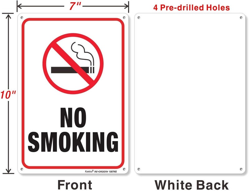 Faittoo No Smoking Sign,3 Pack No Smoking Metal Reflective Signs - 10 x 7 Inches .040 Rust Free Heavy Duty Aluminum sign - UV Printed With Professional Graphics - Easy To Mount - Indoor & Outdoor use - Image 2