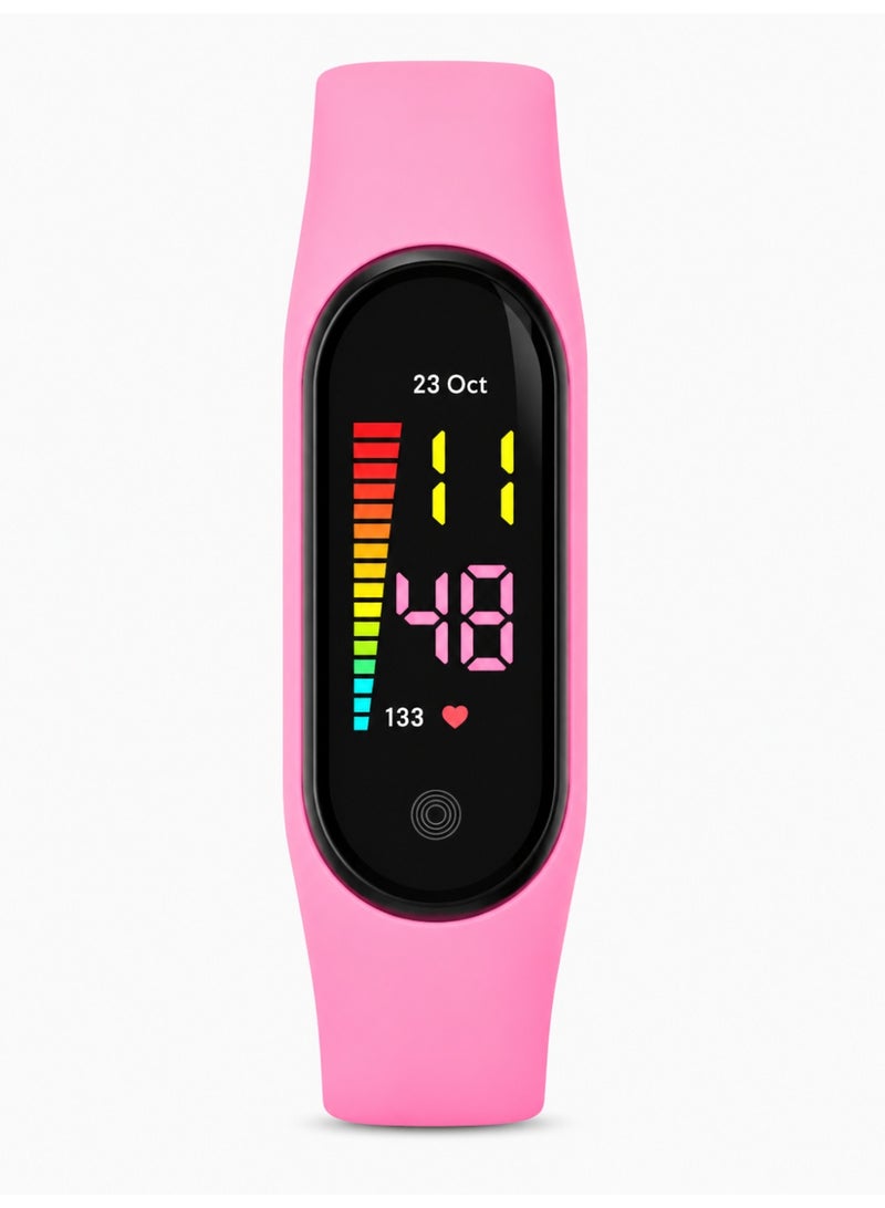 Girls LED Touch Wrist Watch with Pink Digital Display – Soft & Comfortable Rubber Strap – Stylish Sporty Design for Daily Wear and Outings - Image 1