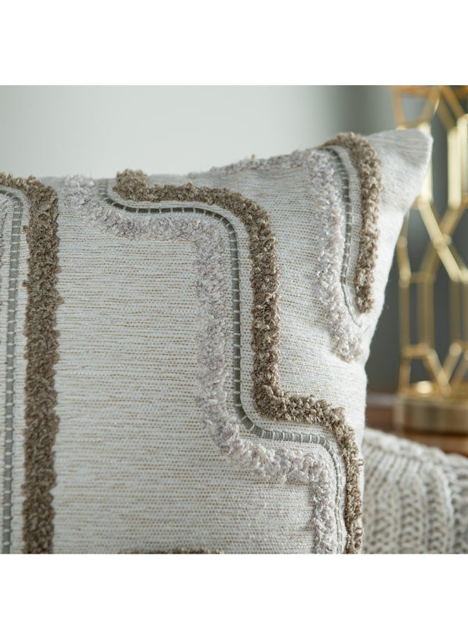 Belchior Concept Embroidery Square Shaped Decorative Cushion Linen and Brown 50 x 50 cm 472518 - Image 3