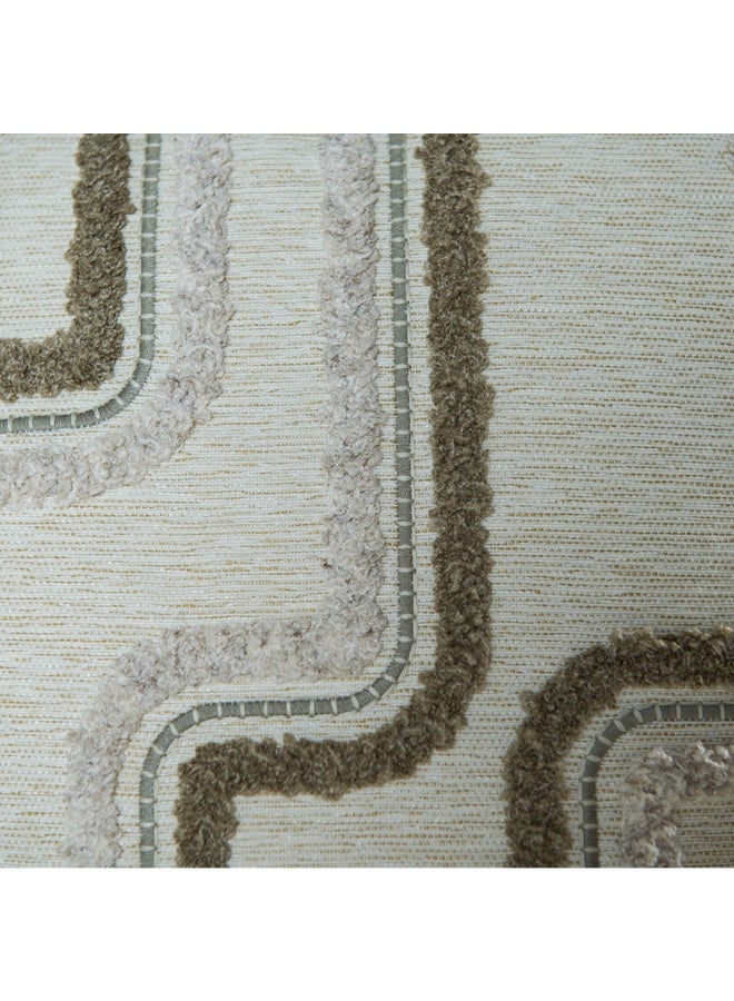 Belchior Concept Embroidery Square Shaped Decorative Cushion Linen and Brown 50 x 50 cm 472518 - Image 4