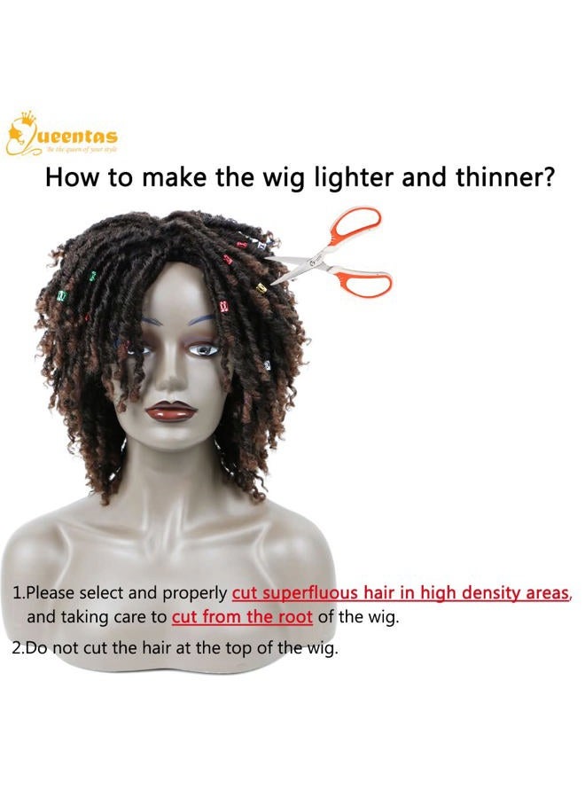 Queentas Dreadlock Wigs for Black Women and Men Short Curly Big Afro Braided Wigs Faux Locs Twist Braiding Synthetic Wigs (Black to Brown) - Image 5