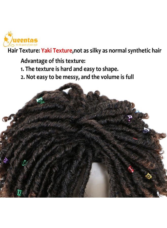 Queentas Dreadlock Wigs for Black Women and Men Short Curly Big Afro Braided Wigs Faux Locs Twist Braiding Synthetic Wigs (Black to Brown) - Image 4