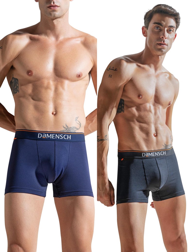 DAMENSCH Regular Fit Solid Cotton Blend Trunk Underwear Anti-Bacterial Moisture Wicking Breathable Microfibre Waistband Deo-Cotton Trunks for Men-New Navy,Black Knight-M - Image 1