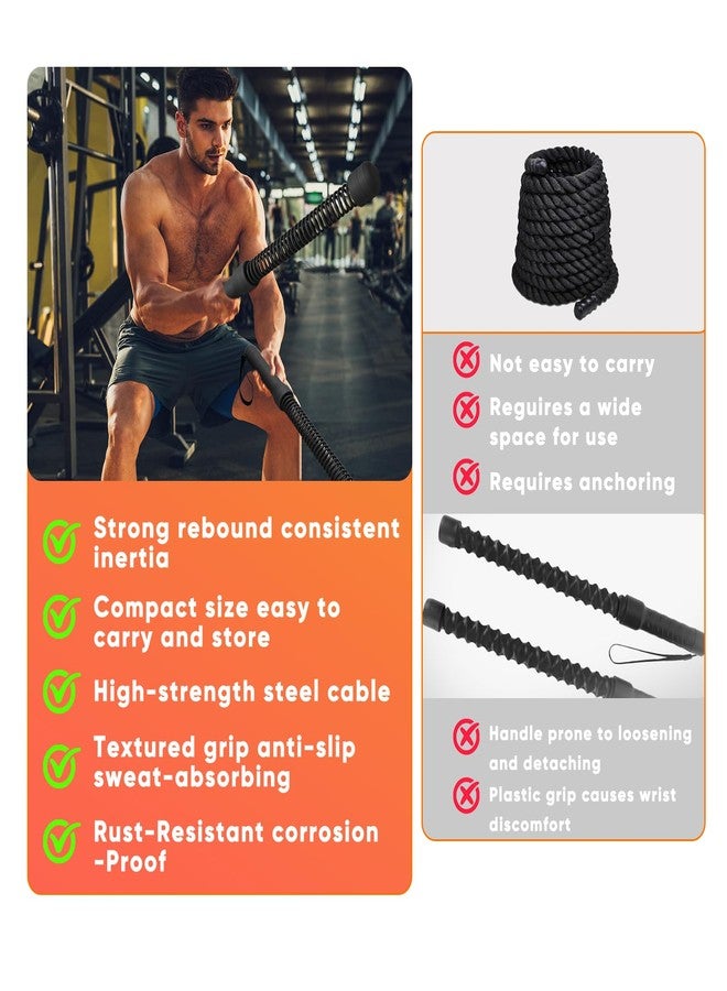 ZEMBSOYA Ropeless Battle Ropes (2 Pack), Portable Workout Ropes for Strength Building, HIIT and Low-Impact Aerobic Training for Men & Women, Versatile Exercise Equipment for Home Gym Workout(Black) - Image 5