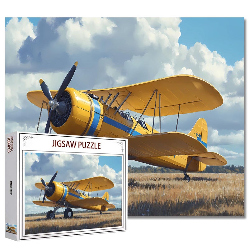 Tucocoo 1000 Piece Jigsaw Puzzles for Adults Vintage Yellow Fighter Plane Jigsaw Puzzle Love for Aircraft Airplane 1000 Pieces Puzzles for Challenging Family Activity Game Wall Decor DIY Puzzle - Image 3