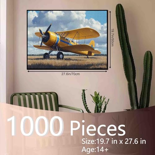 Tucocoo 1000 Piece Jigsaw Puzzles for Adults Vintage Yellow Fighter Plane Jigsaw Puzzle Love for Aircraft Airplane 1000 Pieces Puzzles for Challenging Family Activity Game Wall Decor DIY Puzzle - Image 5