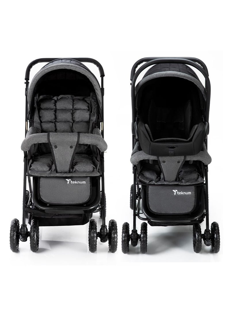 TEKNUM - Reversible Look At Me Stroller With T Diaper Bag And Hooks And Changing Pad - Grey - Image 1