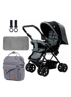 Reversible Look At Me Stroller With T Diaper Bag And Hooks And Changing Pad - Grey