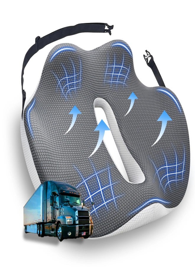 japiroc Semi Truck Seat Cushion for Truck Driver, Truck Seat Cushion Made from The Ultimate Memory Foam for Back Support & Pain Relief for Trucker Driver on Long Drives, Gray Semi Truck Accessories - Image 1