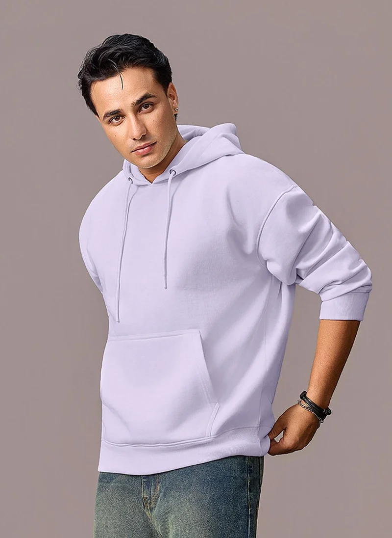 Urbano Fashion  Urbano Fashion Men's Purple Heather Cotton Solid Oversized Hooded Neck Sweatshirt for Men | Best Price UAE