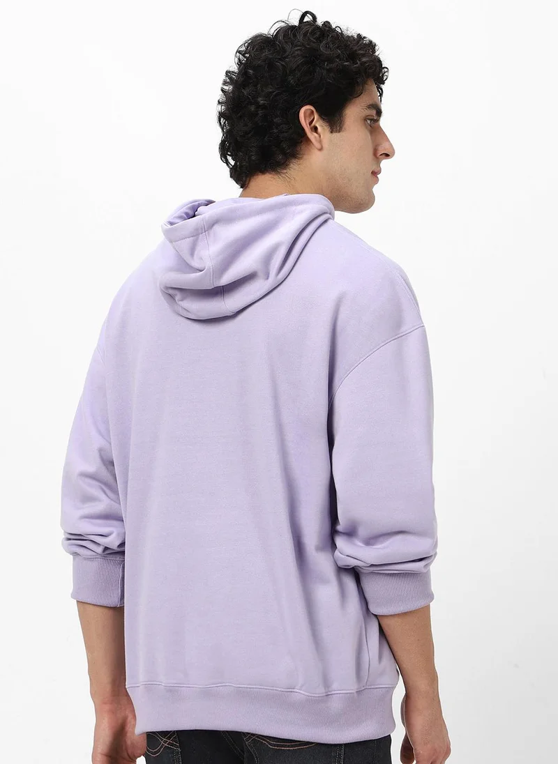 Urbano Fashion  Urbano Fashion Men's Purple Heather Cotton Solid Oversized Hooded Neck Sweatshirt for Men | Best Price UAE