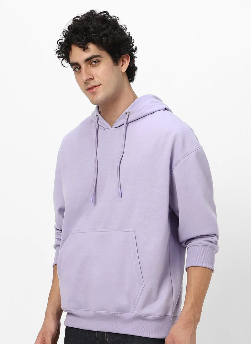 Urbano Fashion  Urbano Fashion Men's Purple Heather Cotton Solid Oversized Hooded Neck Sweatshirt for Men | Best Price UAE