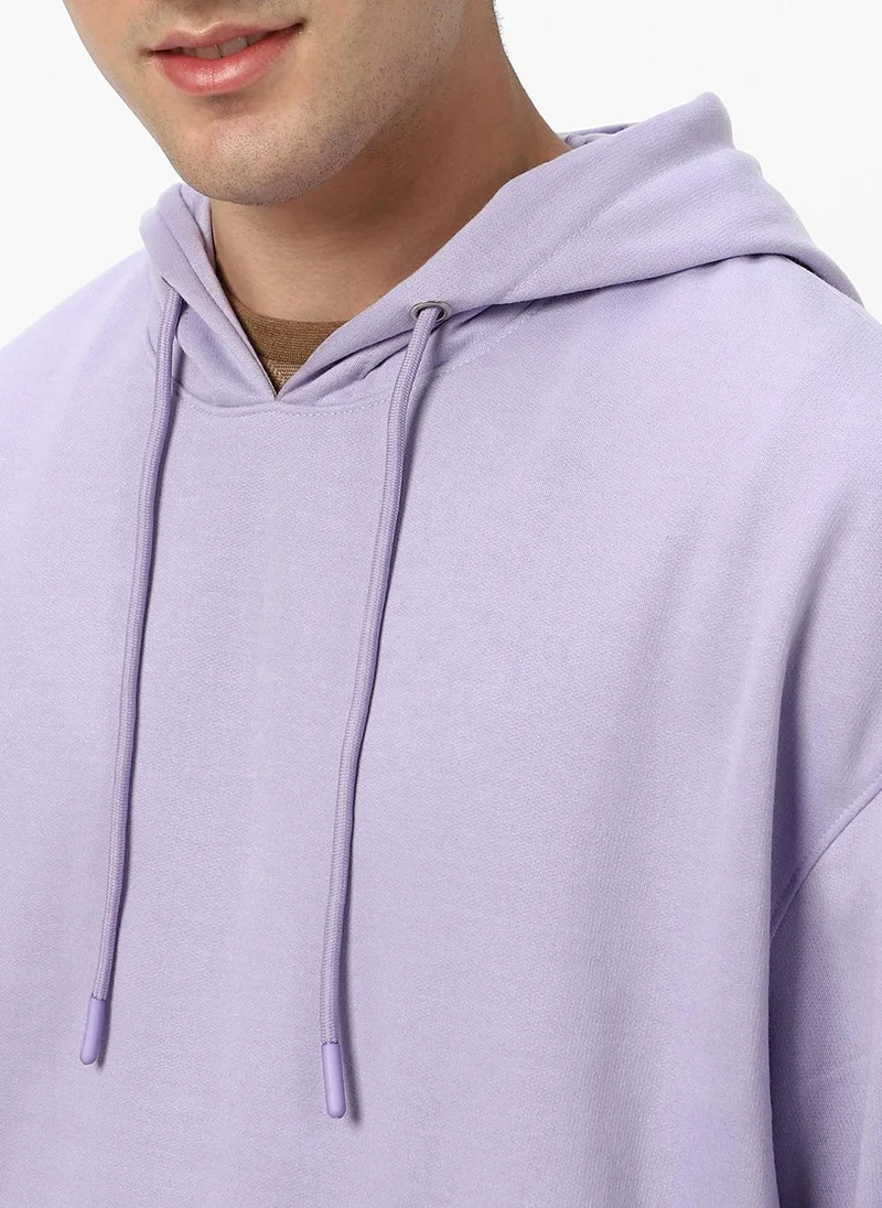 Urbano Fashion  Urbano Fashion Men's Purple Heather Cotton Solid Oversized Hooded Neck Sweatshirt for Men | Best Price UAE