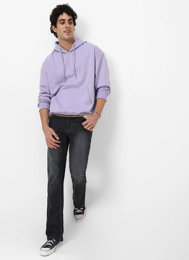 Urbano Fashion  Urbano Fashion Men's Purple Heather Cotton Solid Oversized Hooded Neck Sweatshirt for Men | Best Price UAE