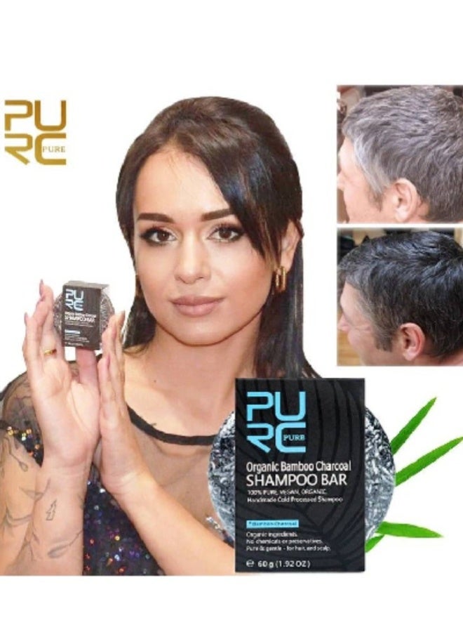 PURC Bamboo Charcoal Shampoo Soap Bar – Natural Anti-Hair Loss & Grey Hair Care, Hair Regrowth & Scalp Nourishing - Image 1