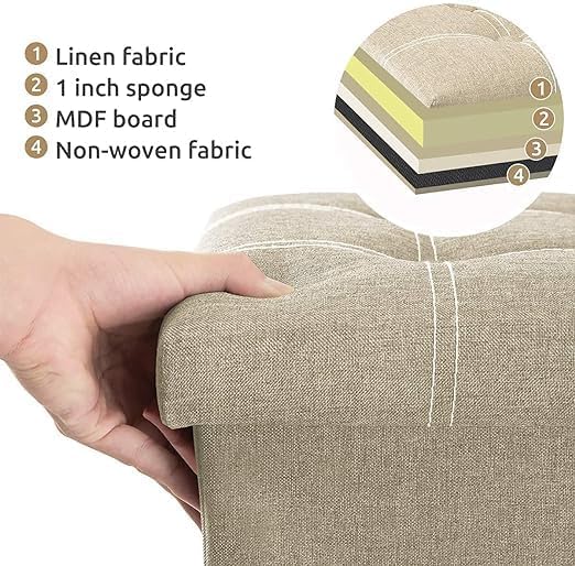 CREDSY Foldable Ottoman Cube Storage Boxes Ottoman Bench with Lid Foot Rest Sitting Stools Cube Sitting Sofa Stool Bench for Bedroom Living Room Office Table Seating - Image 3